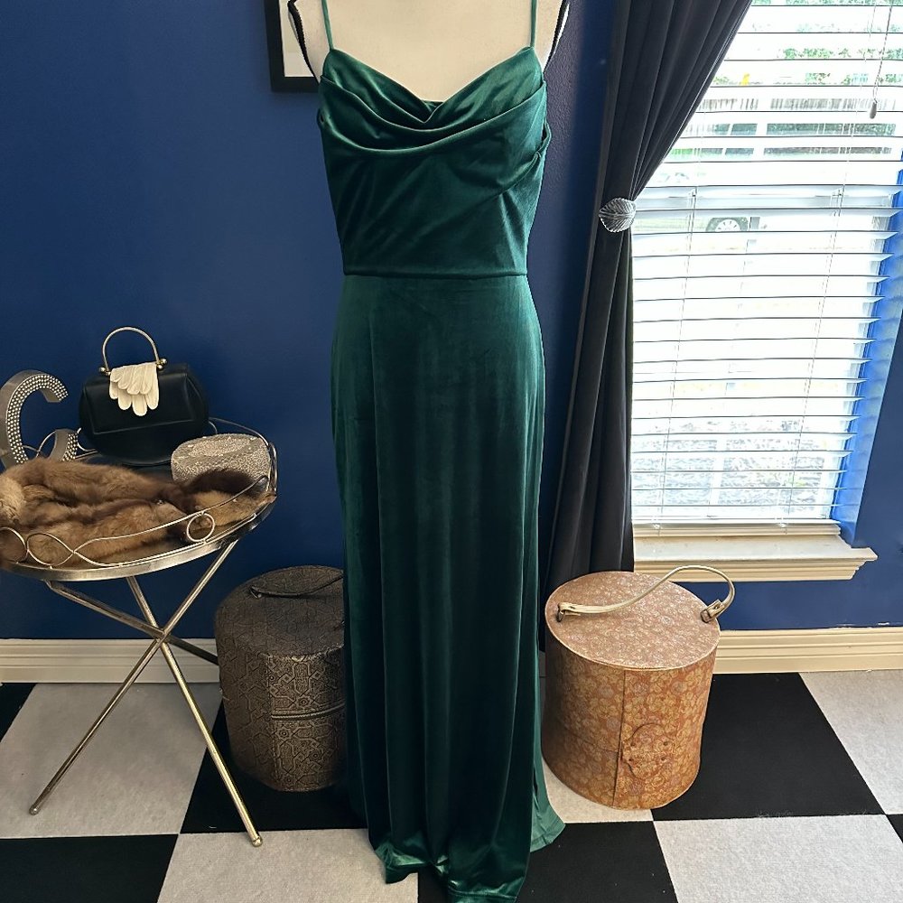Kennedy Blue Fiona Velvet Gown - Emerald Green